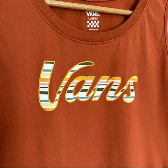 Vans Striped Logo Orange Tank Top Junior Size Large - Picture 3 of 9